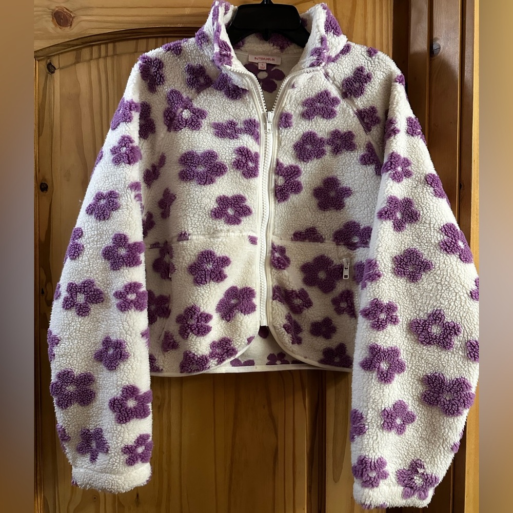 Cozy Purple Floral Teddy Jacket